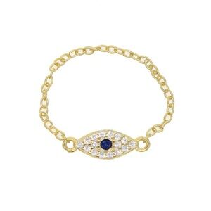 925 Sterling Silver evil eye chain ring! Size 7